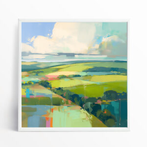 Southdowns Impressionist Green Art Living Room Wall Art | Modern Landscape Home Decor
