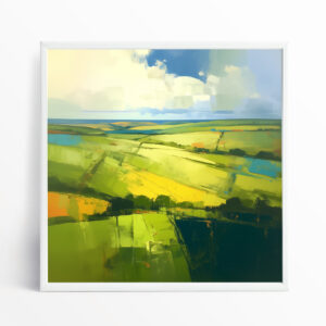 Southdowns Green Abstract Landscape Wall Art | Modern Living Room Decor