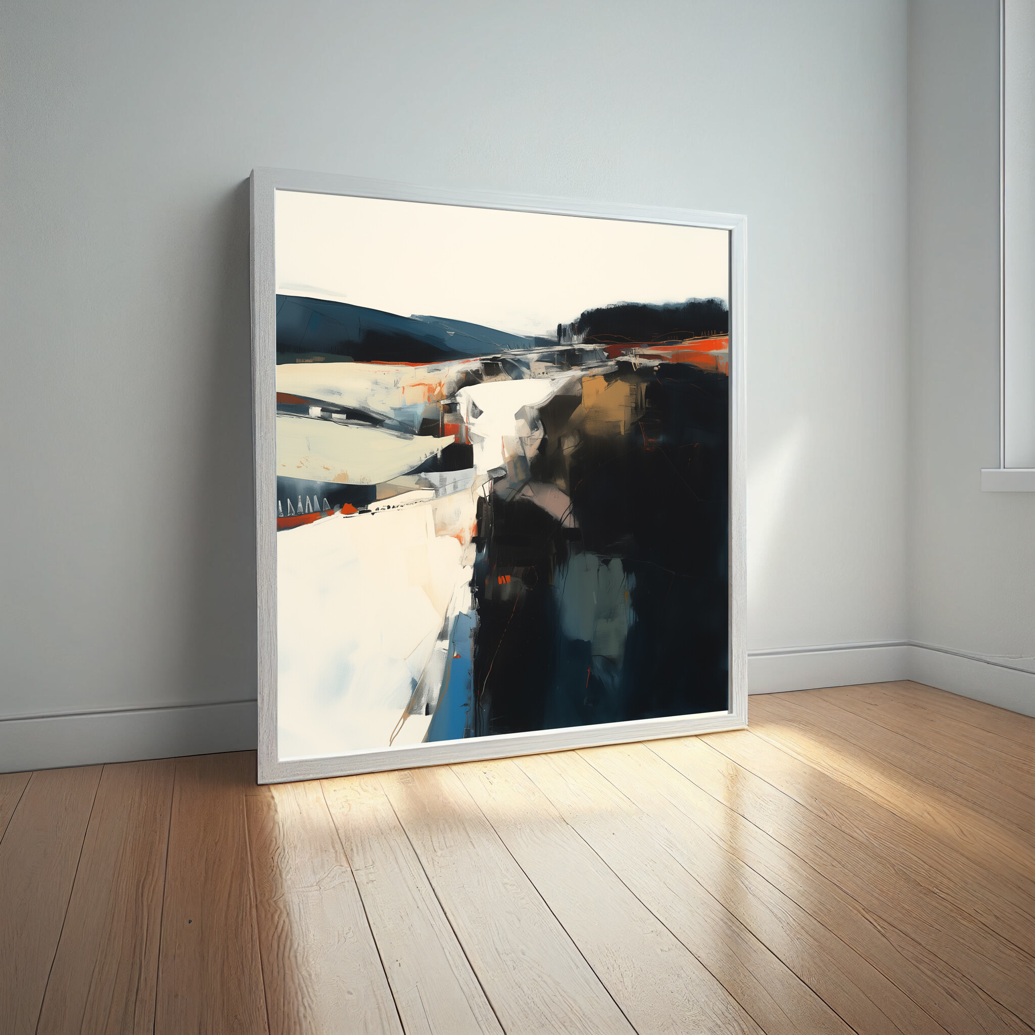 Cornwall Abstract Blue Modern Office Art | Warm Tones Landscape Canvas Print -