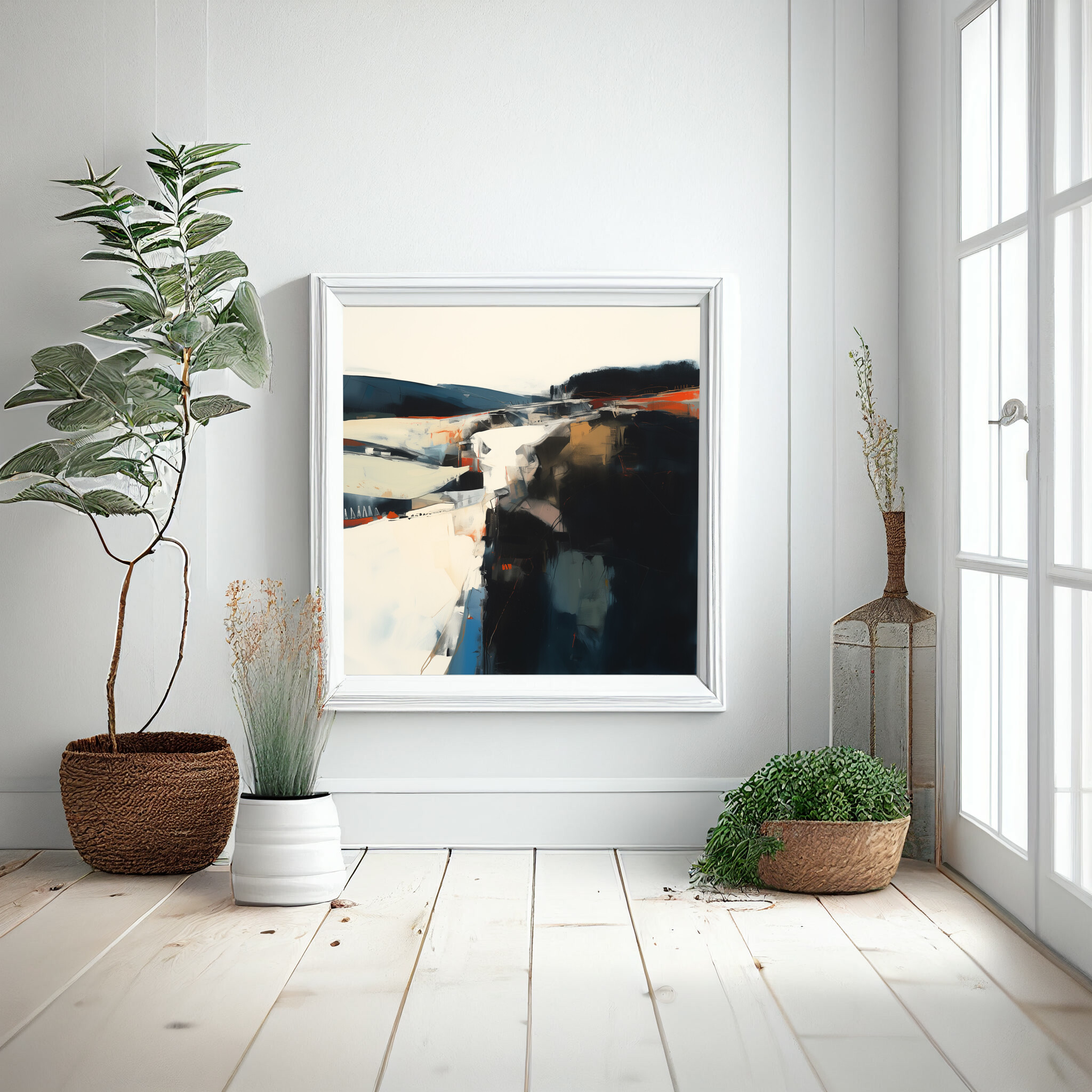 Cornwall Abstract Blue Modern Office Art | Warm Tones Landscape Canvas Print -