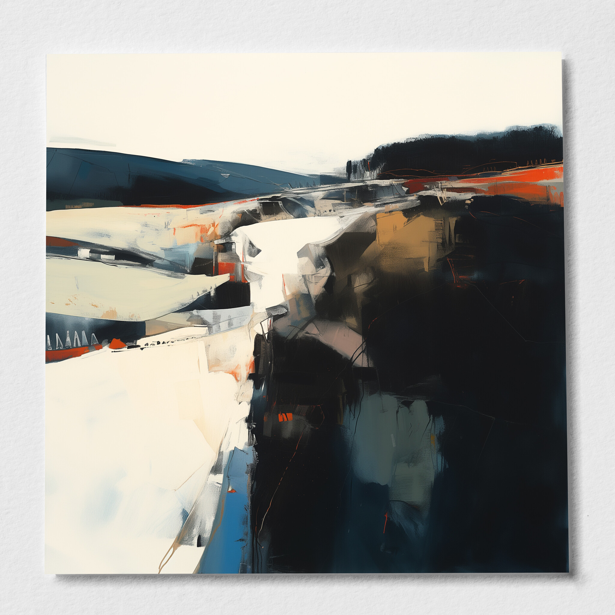 Cornwall Abstract Blue Modern Office Art | Warm Tones Landscape Canvas Print - P