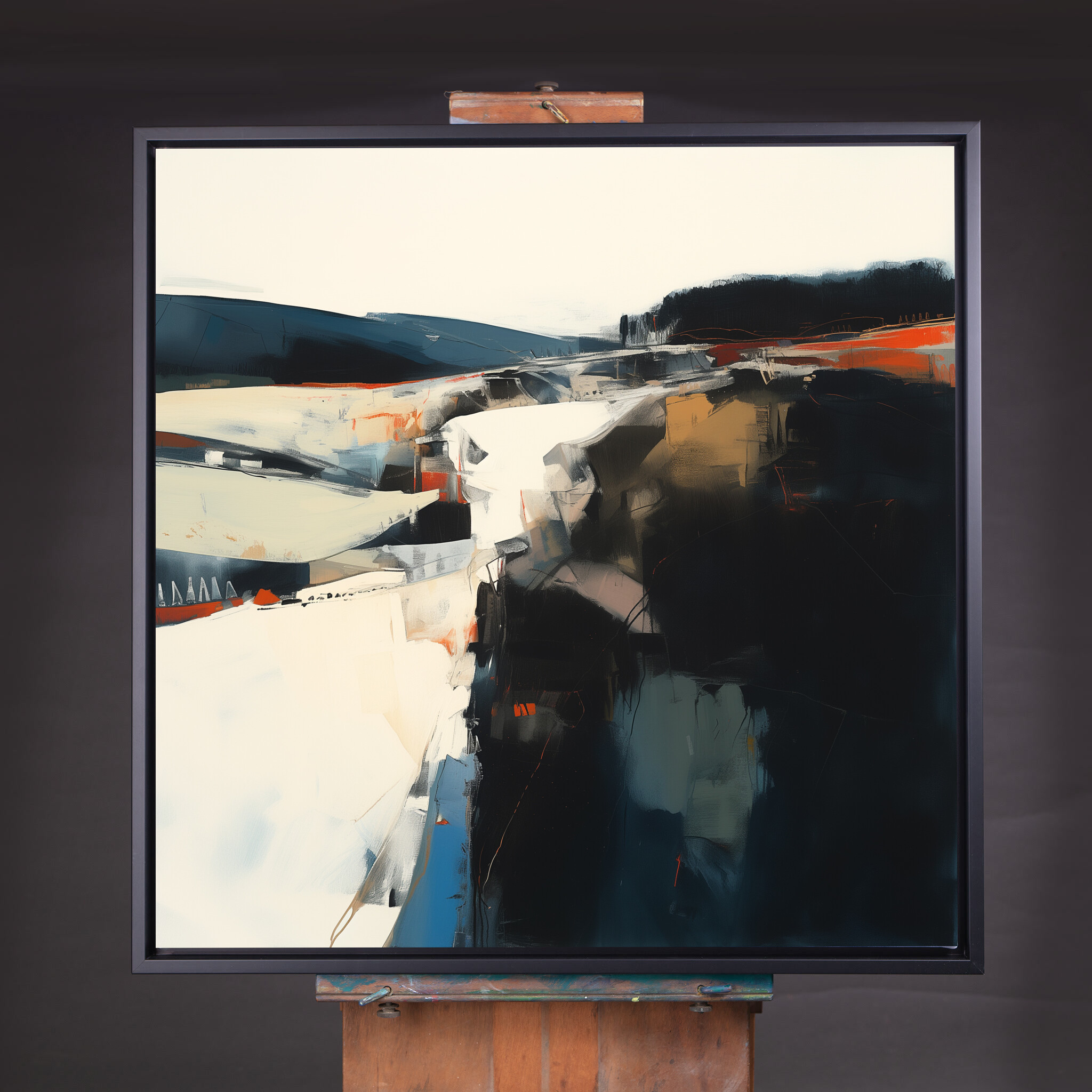 Cornwall Abstract Blue Modern Office Art | Warm Tones Landscape Canvas Print - CBF