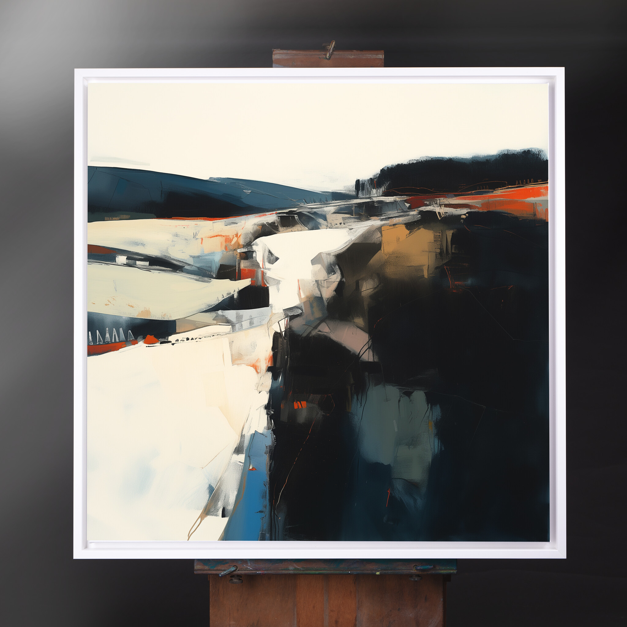 Cornwall Abstract Blue Modern Office Art | Warm Tones Landscape Canvas Print - CWF