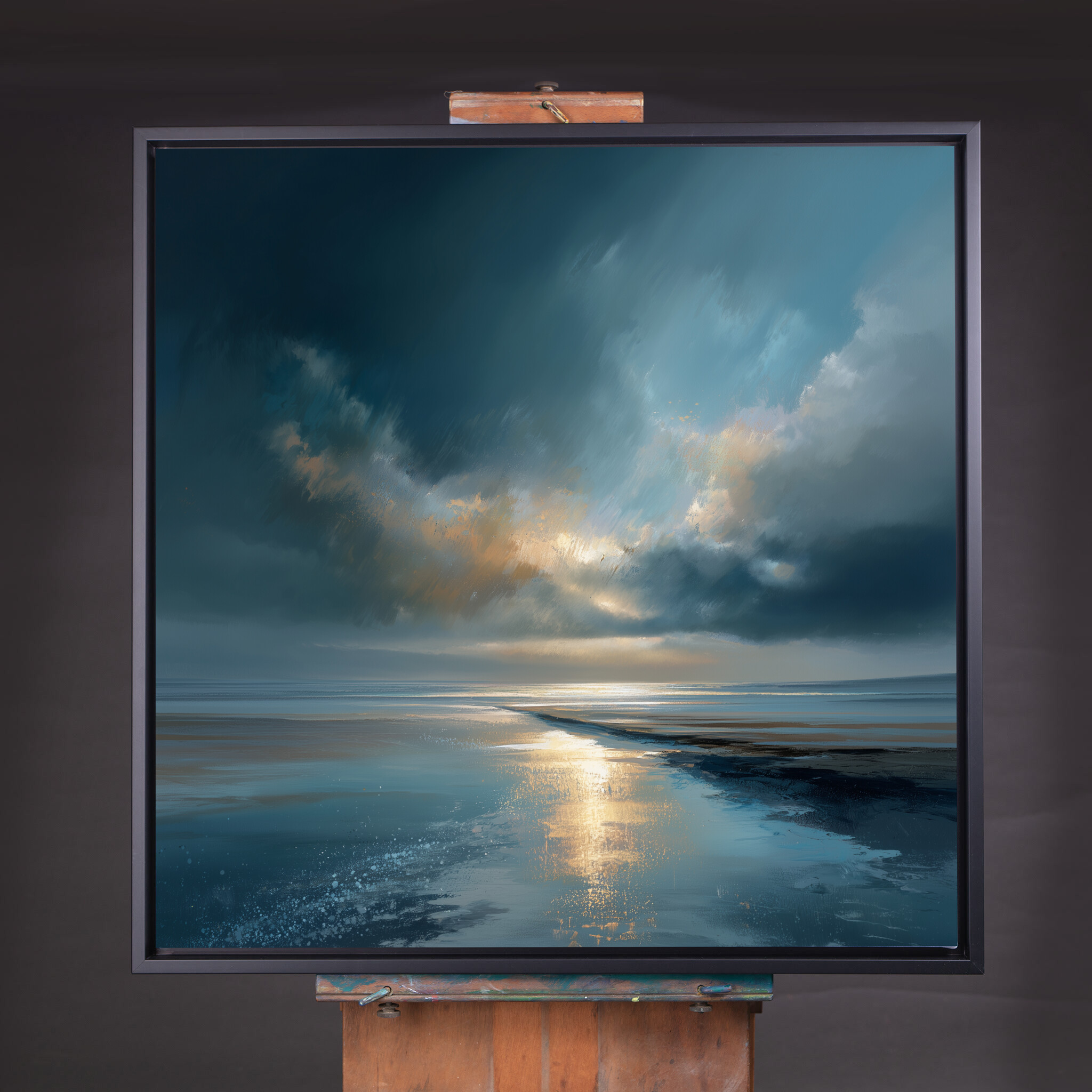 Cornwall Abstract Beach Blue Art for Living Room | Warm Tones Canvas Wall Art