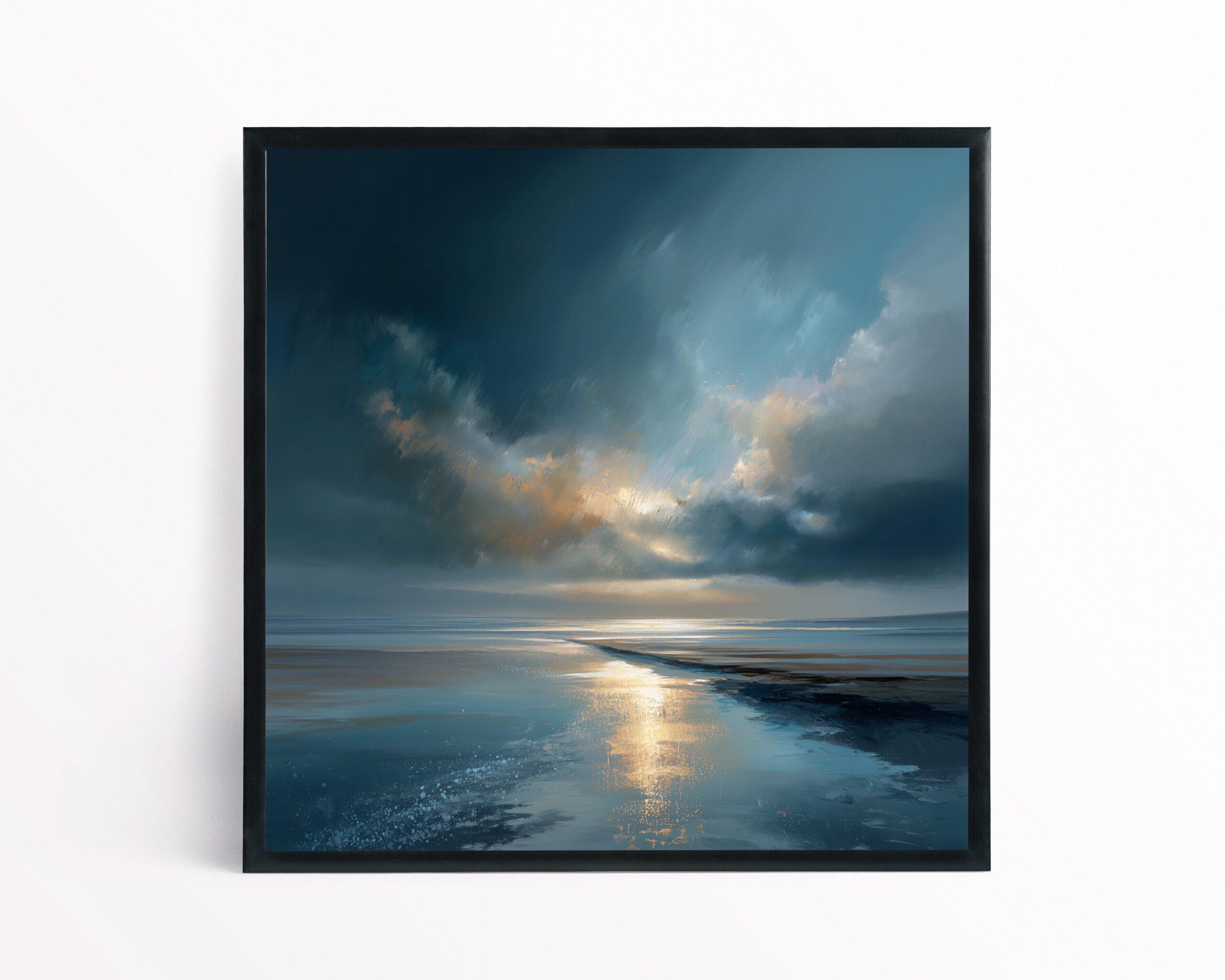 Cornwall Abstract Beach Blue Art for Living Room | Warm Tones Canvas Wall Art