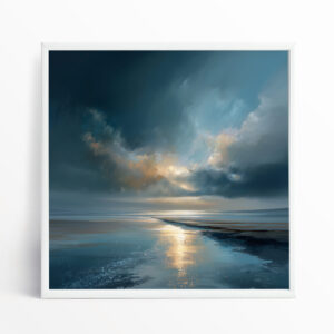 Cornwall Abstract Beach Blue Art for Living Room | Warm Tones Canvas Wall Art - WFP