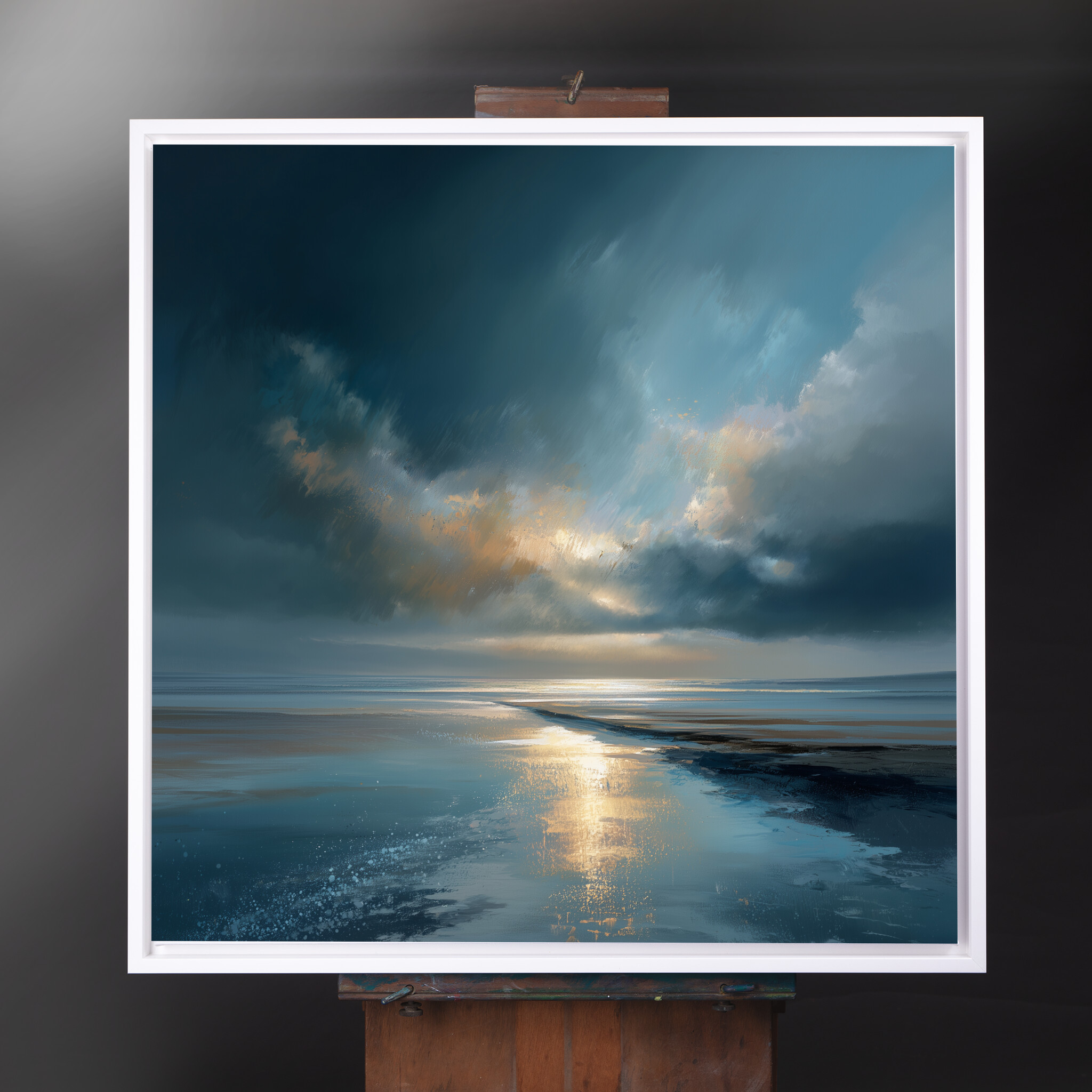 Cornwall Abstract Beach Blue Art for Living Room | Warm Tones Canvas Wall Art