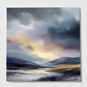 Scottish Highlands Impressionist Blue Art for Living Room | Serene Wall Decor