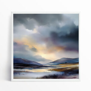 Scottish Highlands Impressionist Blue Art for Living Room | Serene Wall Decor
