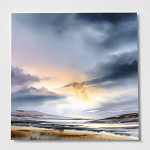 Scottish Highlands Abstract Blue Art for Living Room | Impressionist Landscape Home Decor