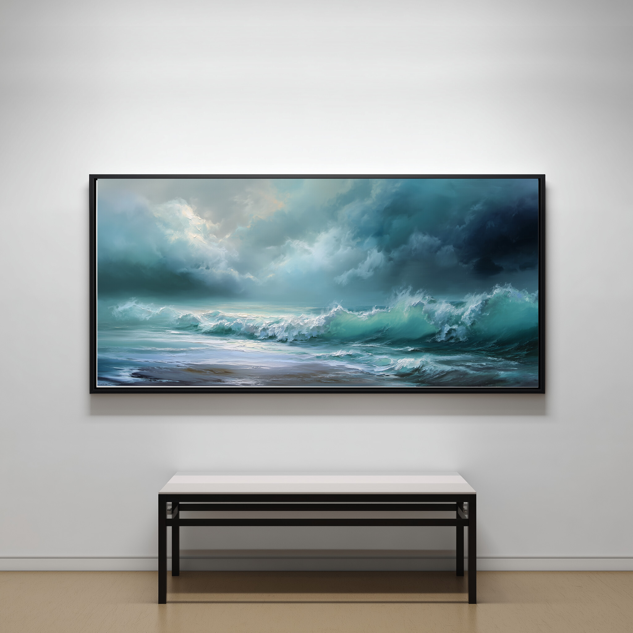 Cornwall Ocean Wave Abstract Blue Art for Living Room | Modern Canvas Print - CBF