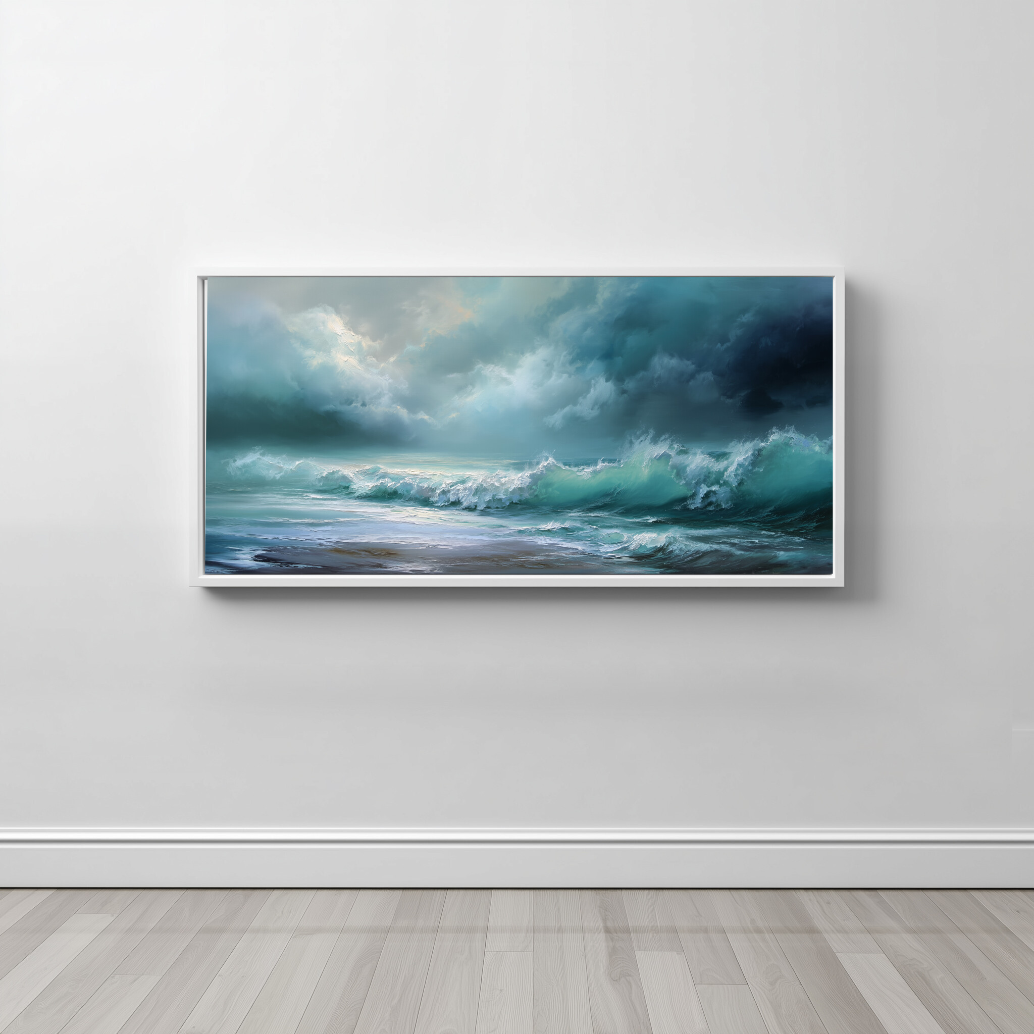 Cornwall Ocean Wave Abstract Blue Art for Living Room | Modern Canvas Print - CWF