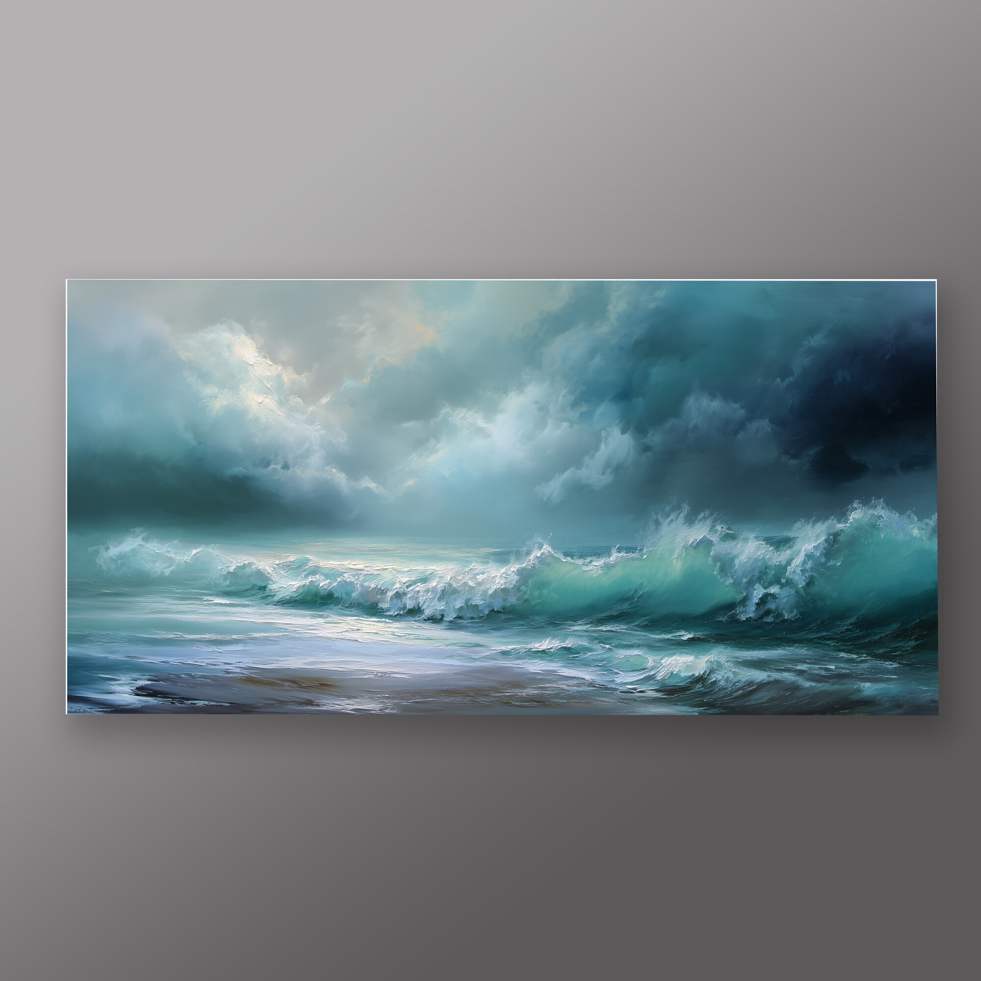 Cornwall Ocean Wave Abstract Blue Art for Living Room | Modern Canvas Print - P