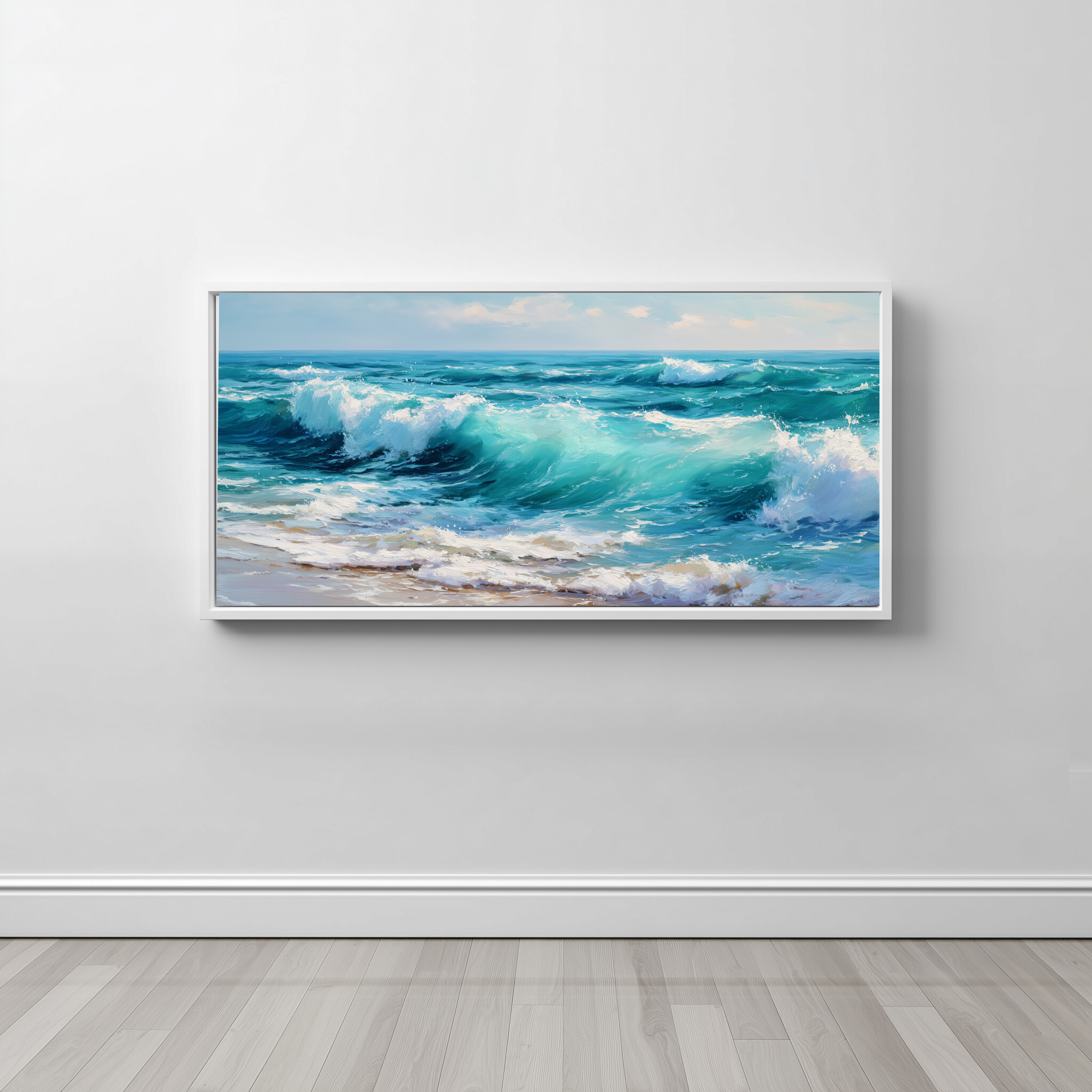 Cornwall Breaking Waves Impressionist Blue Art | Coastal Living Room Wall Art - CWF