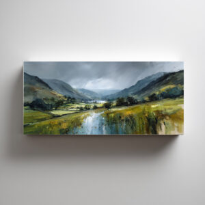 Grassmere Lake District Impressionist Blue Tones Landscape Living Room Wall Art - C