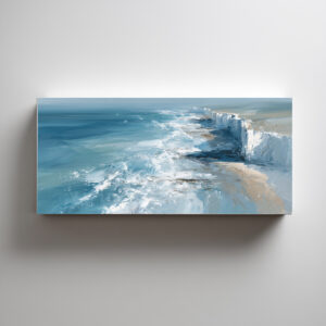 Birling Gap Coastal Impressionist Blue Art for Living Room | Stunning Wall Art Decor - C