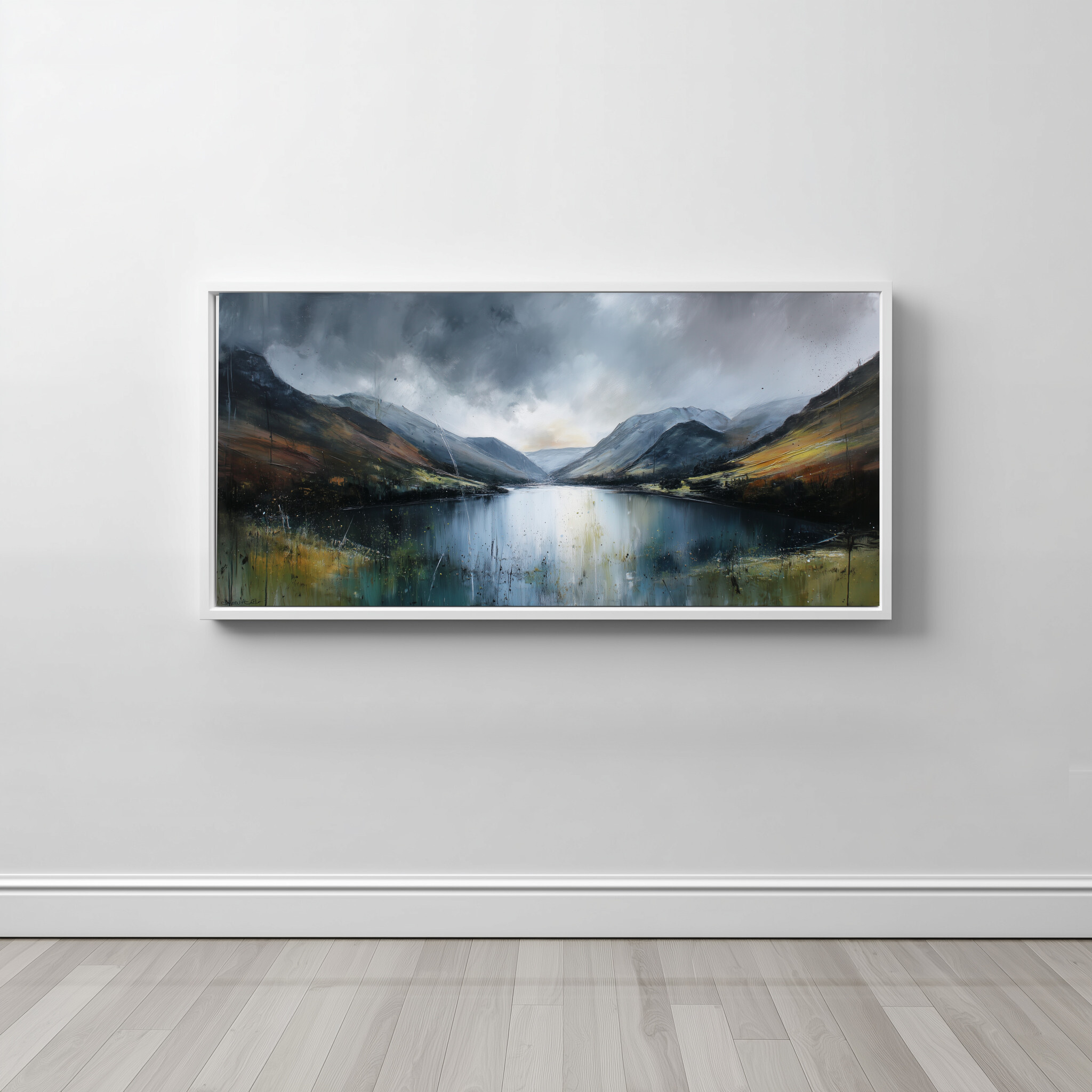 Brothers Water Moody Grey Tones Impressionist Living Room Wall Art | Elegant Landscape Canvas Print - CWF