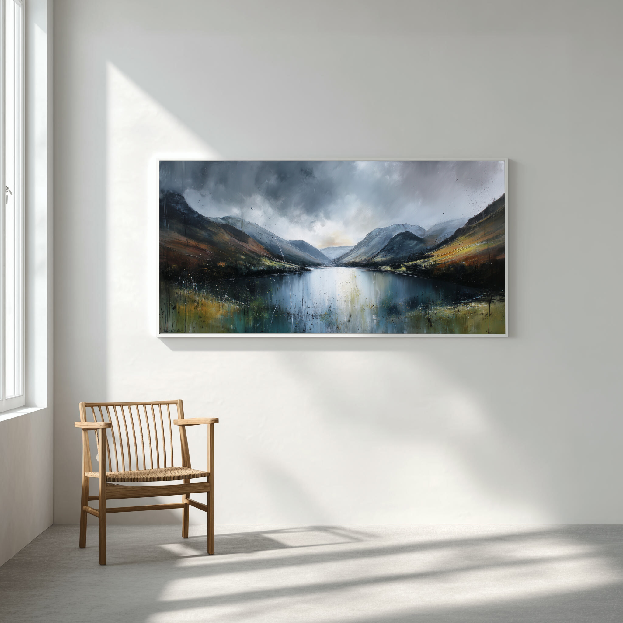 Brothers Water Moody Grey Tones Impressionist Living Room Wall Art | Elegant Landscape Canvas Print -