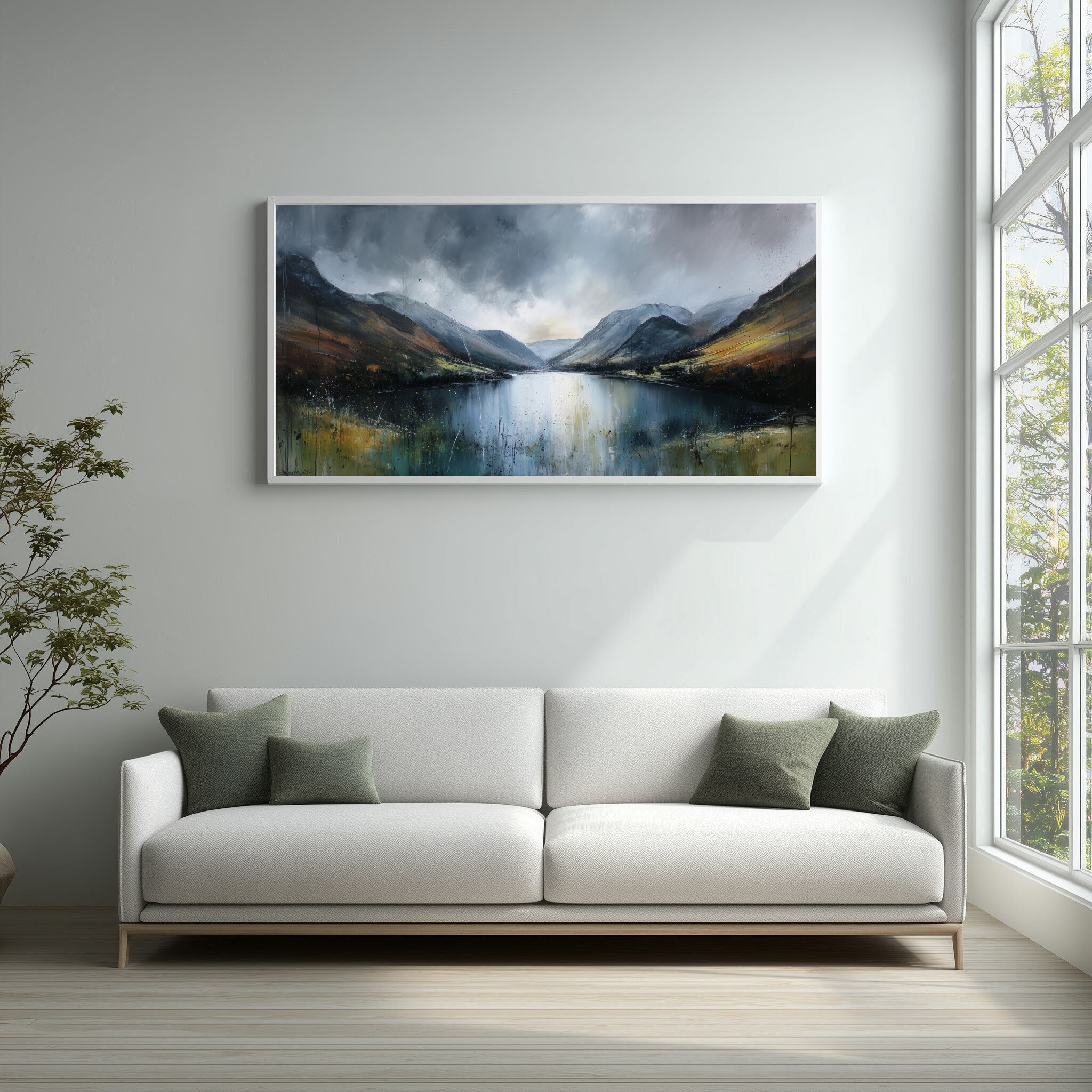 Brothers Water Moody Grey Tones Impressionist Living Room Wall Art | Elegant Landscape Canvas Print - WFP