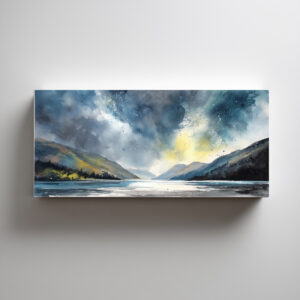 Thirlmere Lake District Impressionist Blue Art | Living Room Wall Art Decor - C