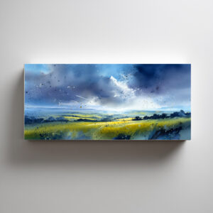 Southdowns Abstract Landscape Blue Art for Living Room | Wall Art & Home Decor - C