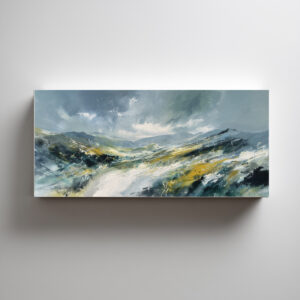 Scottish Highlands Abstract Blue Art Living Room Wall Art | Modern Landscape Canvas Print - C