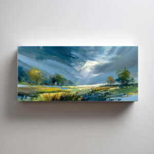 Sussex Sky Impressionist Blue Green Landscape | Bedroom Decor Wall Art - C