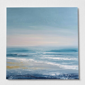 Coastal Abstract Blue Living Room Art | Modern Landscape Canvas Print