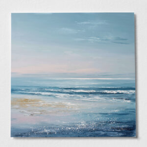 Abstract Seascape Blue Living Room Wall Art | Coastal Canvas Decor