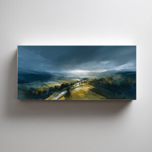 Woodland Abstract Landscape Blue Art for Living Room | Canvas Print Wall Art - C