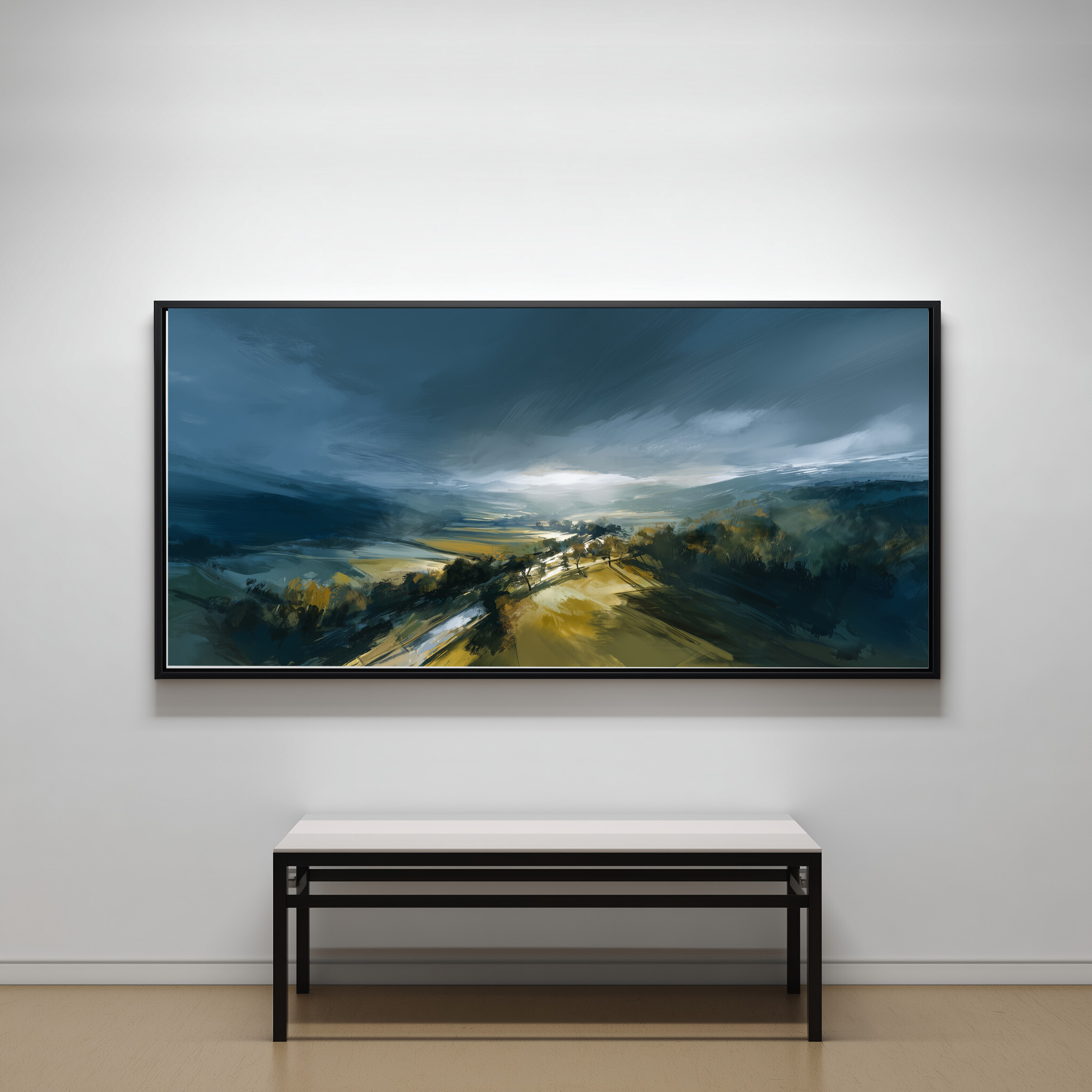 Woodland Abstract Landscape Blue Art for Living Room | Canvas Print Wall Art - CBF