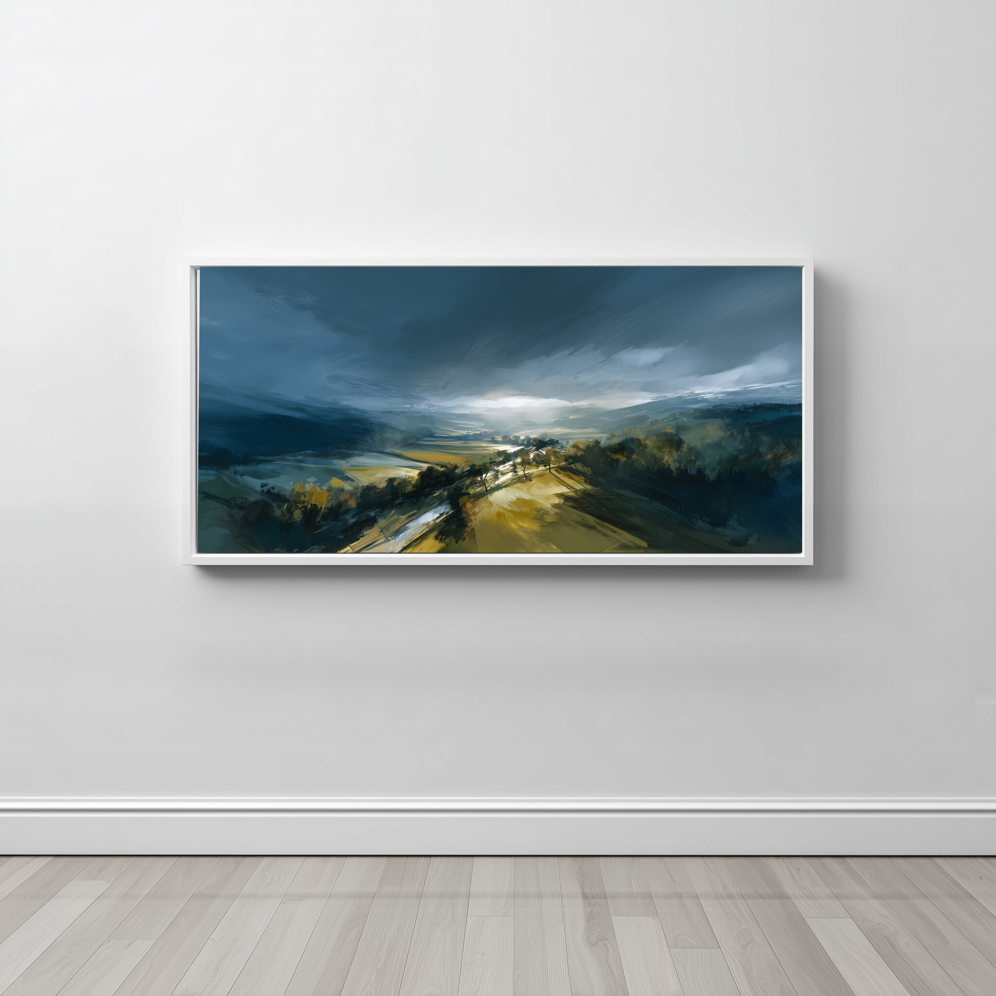 Woodland Abstract Landscape Blue Art for Living Room | Canvas Print Wall Art - CWF