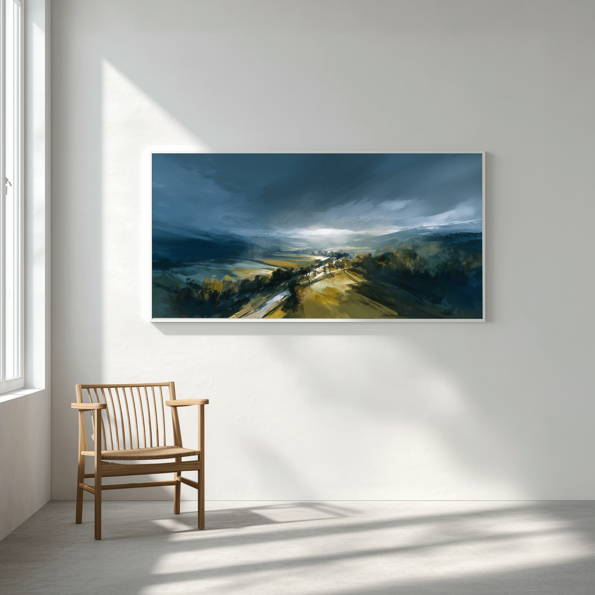 Woodland Abstract Landscape Blue Art for Living Room | Canvas Print Wall Art -