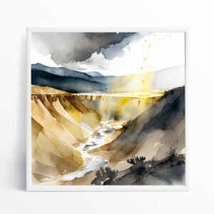 Yosemite Watercolour Earth Tones Bedroom Decor Wall Art | Serene Landscape Canvas Print