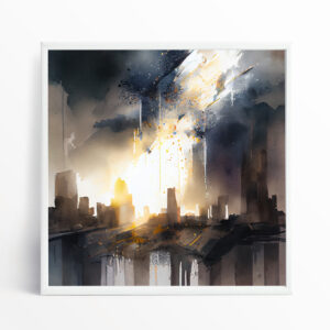New York Abstract Grey Gold Living Room Wall Art | Modern Cityscape Canvas Print