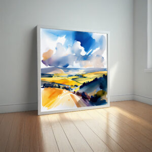 552 Sussex Impressionist Warm Tones Landscape Bedroom Wall Art | Blue Home Decor - landscape, impressionist, blue art, warm tones, living room art