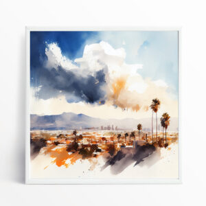 Los Angeles Abstract Landscape Warm Tones Living Room Art | Modern Canvas Wall Decor
