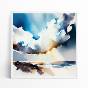 Cornwall Beach Skyscape Abstract Blue Art | Living Room Wall Art Canvas