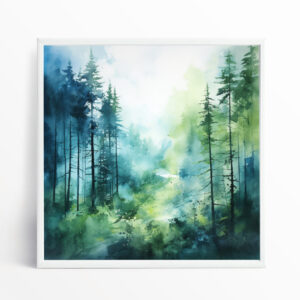 Forest Abstract Green Art Living Room Wall Art | Tranquil Nature Home Decor
