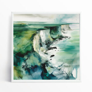 Birling Gap Abstract Blue Green Coastal Living Room Wall Art | Canvas Print Decor