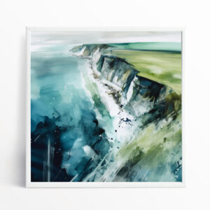 Seven Sisters Abstract Blue Landscape Living Room Art | Coastal Wall Art