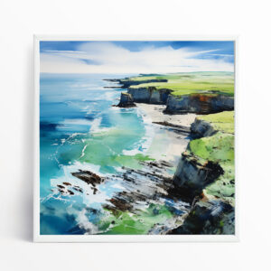 Pembrokeshire Coast Abstract Blue Art | Living Room Ocean Wall Art