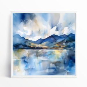 Lake District Impressionist Blue Landscape Living Room Wall Art | Home Decor