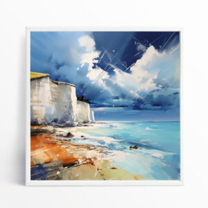 Birling Gap Abstract Blue Art Landscape Canvas for Living Room | Modern Home Decor