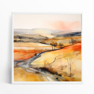 Southdowns Abstract Landscape Gold Accents Living Room Wall Art | Inviting Home Decor