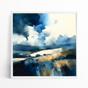 Southdowns Abstract Blue Art for Living Room | Modern Hills Canvas Home Decor