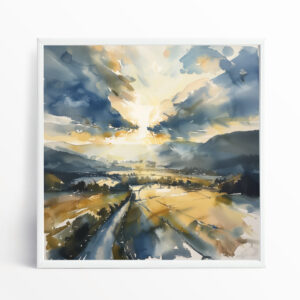 Sussex Countryside Impressionist Landscape Blue Art | Living Room Wall Art