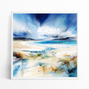 Cornwall Beach Abstract Landscape Blue Art | Modern Living Room Wall Art