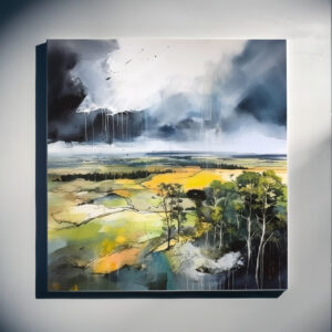 Southdowns Abstract Earth Tones Living Room Wall Art | Modern Landscape Home Decor - C