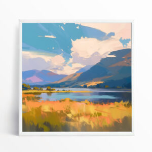 Lake District Impressionist Landscape Blue Art for Living Room | Perfect Home Decor